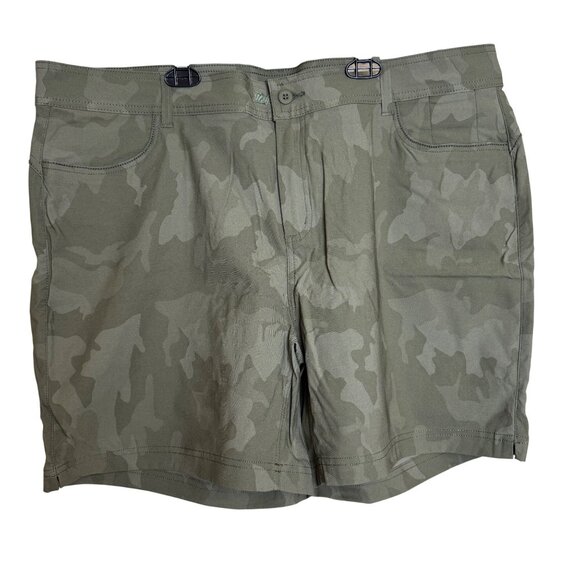 Prana Halle Shorts Plus II 20W/07 Sage Camouflage Green 7" Inseam Mid Rise - Picture 2 of 6